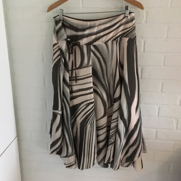 Vintage Y2K GIL BRET Midi SKIRT Silk Cotton lined Abstract/animal print Flowy 10 - Picture 3 of 16